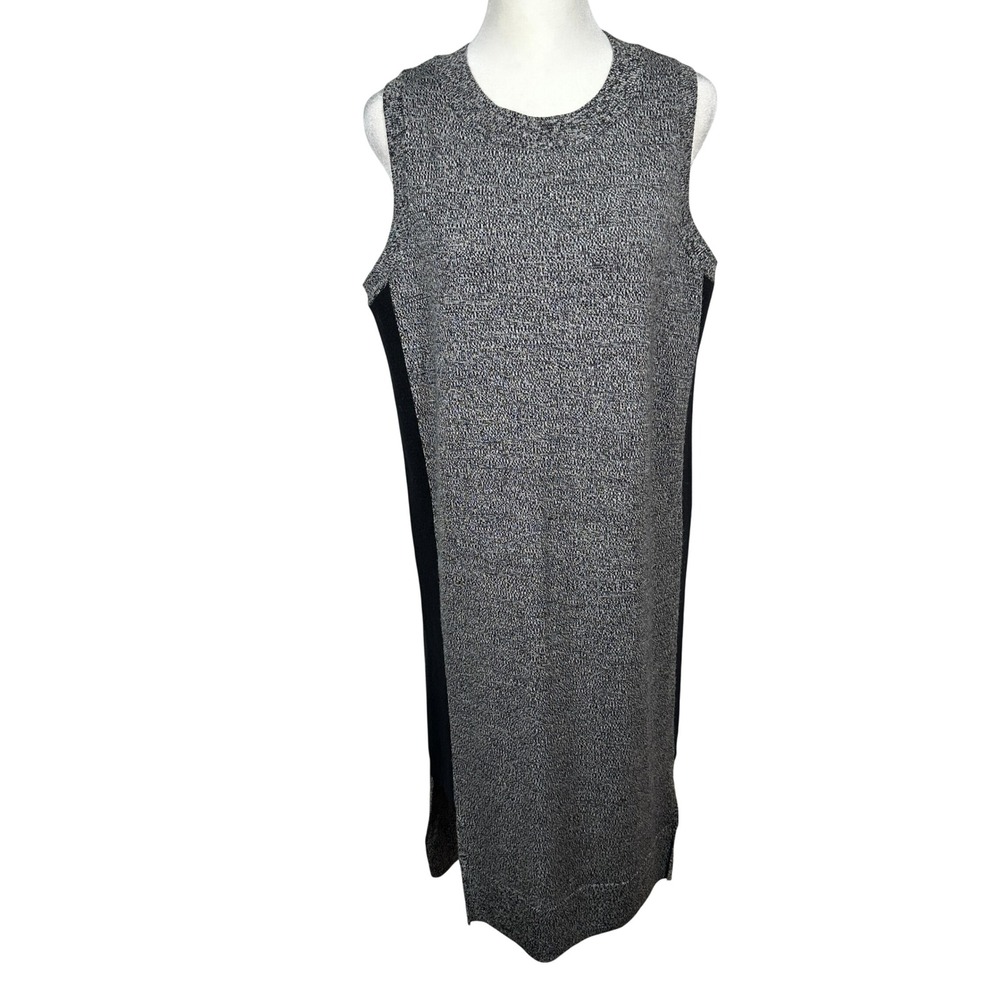 Athleta Merino Wool Sleeveless Sweater Dress Gray Black Side Panel Small